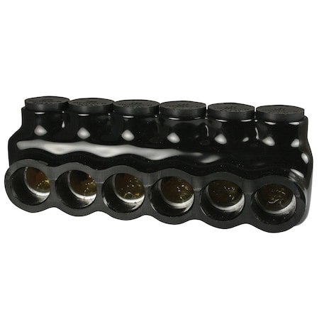 Asi 6 Port, Multi Tap Connector 6 AWG-250 MCM 6 Port, 600 Volt, Black Insulation, Single Side Wire Entry AICS250-6